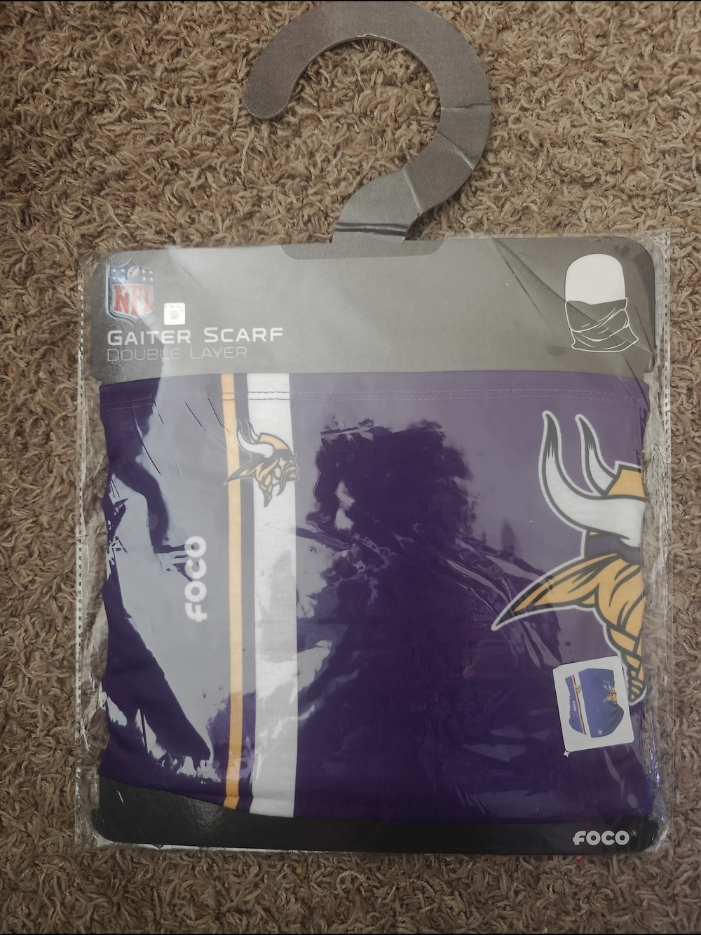 FOCO Minnesota Vikings Purple Gaiter Scarf - Double Layer